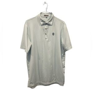Peter Millar‎ Summer Comfort Polo Shirt Blue White Striped Company Logo Men's L